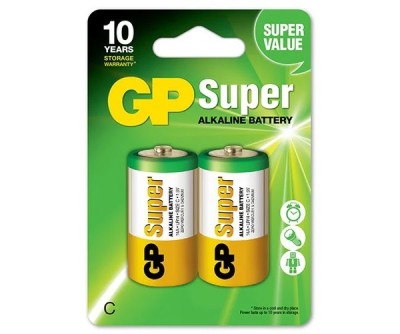 Алкалиновые батарейки GP Super Alkaline 14А типоразмера C - 2 шт. на блистере GP 4891199000010