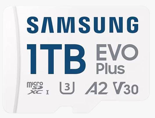 Флеш карта microSD 1TB SAMSUNG EVO PLUS microSDXC Class 10, UHS-I, U3, A2, V30 (SD адаптер) 160MB/s
