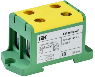 Клемма вводная силовая КВС 16-95 кв.мм. 2-рядная PE IEK ITK YZN23-095-K52