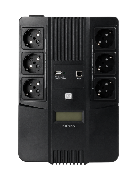 Источник бесперебойного питания NERPA RU 800ВА/480Вт, LCD, 6 розеток Schuko, Зарядка USB, АКБ 9 Ач/12 В NERPA NH800