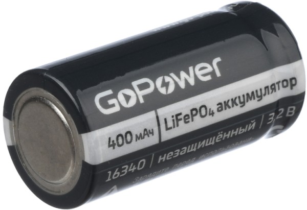 Аккумулятор Li-ion GoPower 16340 PK1 3V 650mAh с защитой (1/8/400) GoPower 00-00019619