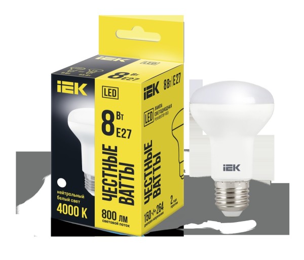 Лампа светодиодная IEK LLE-R63-8-230-40-E27