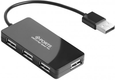 Greenconnect USB 2.0 Разветвитель GCR-UH244B на 4 порта  0,15m , black Greenconnect GCR-UH244B