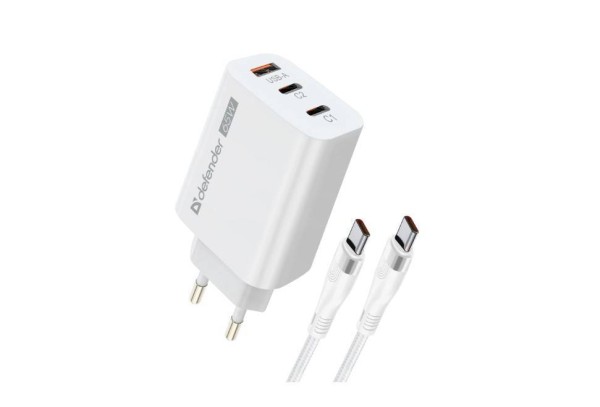 Defender Сетевое ЗУ UPC-60 65W, USB A+C+С, кабель Type-C