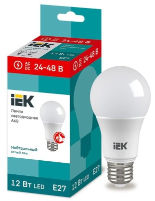 Лампа светодиодная IEK LLE-A60-12-24-48-40-E27