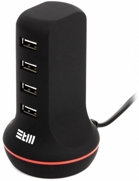 Универсальная сетевая  зарядка STM U4 , 4*USB черная STM U4