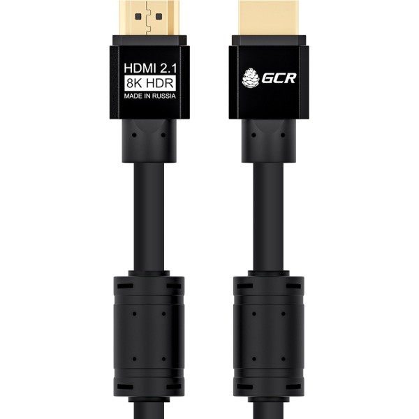 GCR Кабель 1.0m HDMI 2.1, черный, 8K 60Hz, 4K 144Hz, динамический HDR, 4:4:4, Ultra HD, 48.0 Гбит/с, 3 Х экран, ферритовые фильтры, GCR-53659 Greenconnect GCR-53659