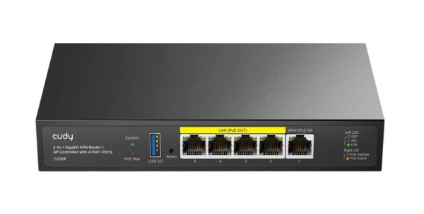 Cudy C200P Маршрутизатор со встроенным контроллером и 5 гигабитными портами (4 порта PoE+)