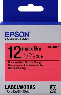 Лента Epson LK-4RBP Pastel Blk/Red 12/9 (C53S654007)