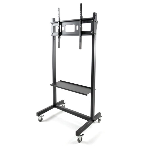 Мобильная стойка [SK-200] [SK-200] для интерактивных панелей 55-86", VESA 800x600, макс.накгрузка 100кг, с возможностью регулировки по высоте, возможность наклона до 15°, поворота, на колесах - 4 шт, черная, кабельный канал, полка в комплекте -1шт, стал