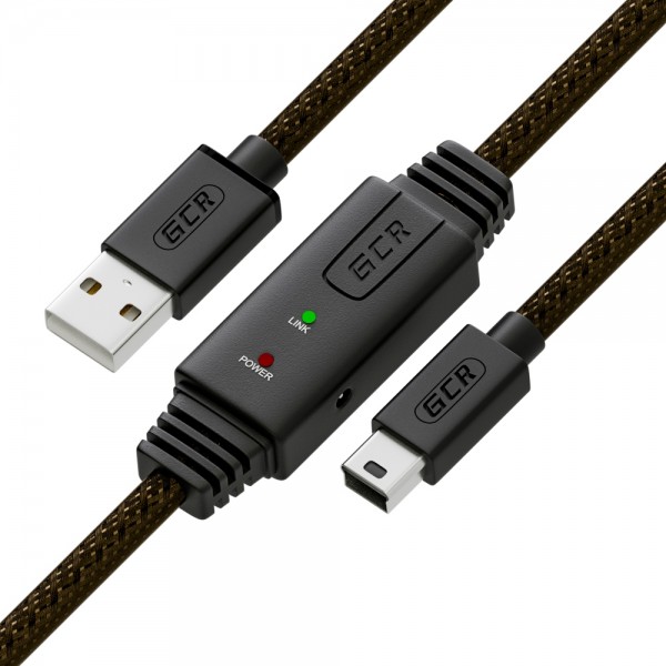 GCR Кабель активный 15.0m USB 2.0, AM/mini 5P, черно-прозрачный, с усилителем сигнала, разъём для доп.питания, 28/24 AWG, GCR-UM2M5P1-BD2S-15.0m Greenconnect  USB 2.0 Type-AM - miniUSB 15м