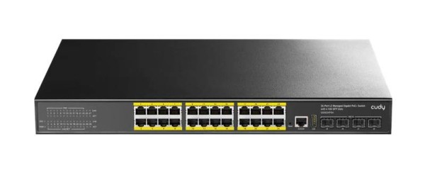 Cudy GS5024PS4-400W Управляемый коммутатор 3-го уровня с 24 гигабитными портами, 4 портами SFP+ и поддержкой PoE+ 400 В