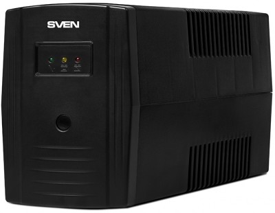 ИБП SVEN Pro 600, линейно-интерактивный, автоматический стабилизатор напряжения, 360Вт, 600Ва, 2 евророзетки, черный, габариты 100х295х145мм, 4,3кг. SVEN Pro 600