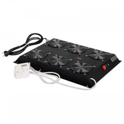 Вентиляторный модуль с 6 вентиляторами для шкафов EvoLine, CloudMAX, ServerMAX глубиной 1000мм с выключателем, шнур питания, черный Estap FAN6OO6F01_M50