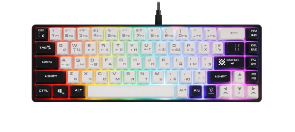 Defender Игровая клавиатура проводная Aris GK-349 RU,бел/черн,68кн+FN,радуж,1.5м