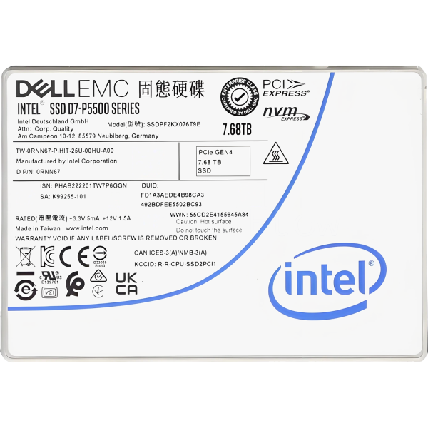 Твердотельный накопитель Intel Corporation SSDPF2KX076T9N1