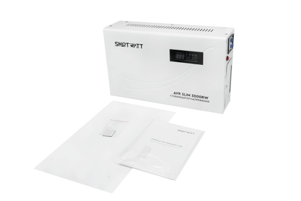 Настенный стабилизатор напряжения SMARTWATT AVR SLIM 3000RW (100W - 260W, 3000VA, 3 кВт, 50 Гц, LED-дисплей, релейный, Н