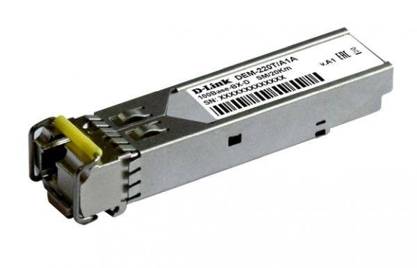 D-Link DEM-220T/20KM/A1A WDM SFP-трансивер с 1 портом 100Base-BX-D (Tx:1550 нм, Rx:1310 нм)