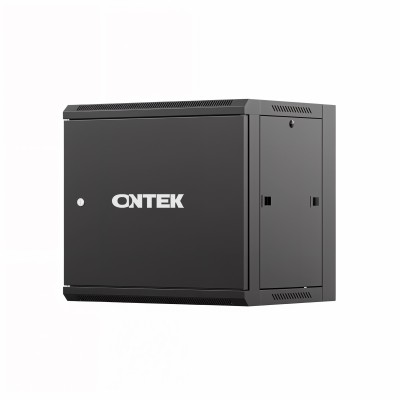 Шкаф настенный телекоммуникационный ONTEK TSN 12U 600х450х635мм, 2 профиля 19, дверь сплошная металл, боковые стенки съемные, разобранный, черный RAL 9005