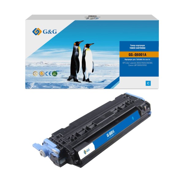 Картридж G&G, аналог HP Q6001A/ Canon LBP 5000/5100 голубой 2k с чипом