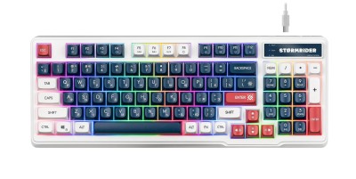 Defender Игровая клавиатура проводная Stormrider GK-425 RU,бел/син,94кн+FN,радуж,1.75м