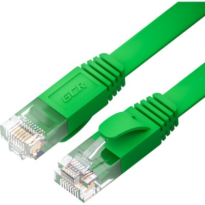 GCR Патч-корд PROF плоский прямой 0.15m, UTP медь кат.6, зеленый, 30 AWG, ethernet high speed 10 Гбит/с, RJ45, T568B, GCR-52280 Greenconnect GCR-52280
