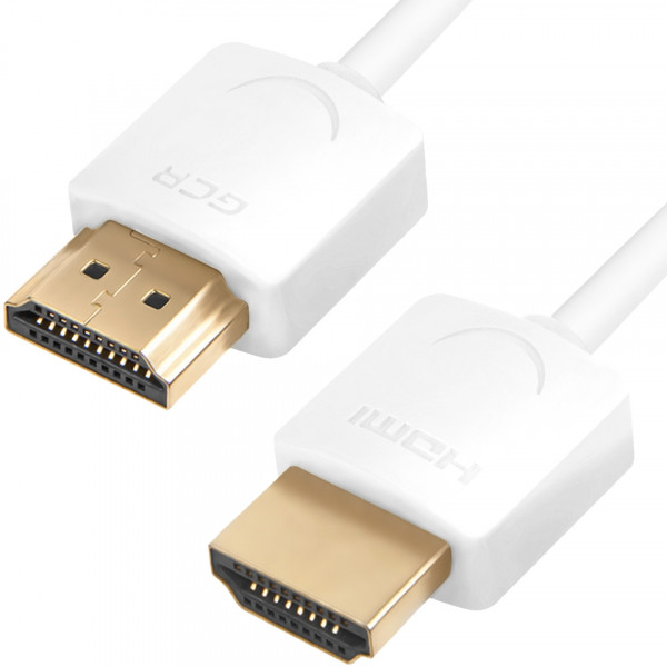 GCR Ультратонкий кабель HDMI2.0 для AppleTV, SLIM, 1.0m, белый, OD3.8mm, HDR 4:2:0, Ultra HD, 4K60Hz, 18.0 Гбит/с, 32/32 AWG Greenconnect HDMI (m) - HDMI (m) 1м
