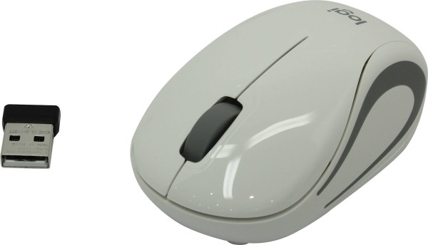 Logitech Мышь беспроводная M187 Mini Mouse, White (белая, оптическая, 1000dpi, 2.4 GHz/USB-ресивер)