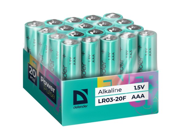 Defender Батарейка алкалиновая LR03-20F AAA, бокс, 20 шт., PowerPulse_1