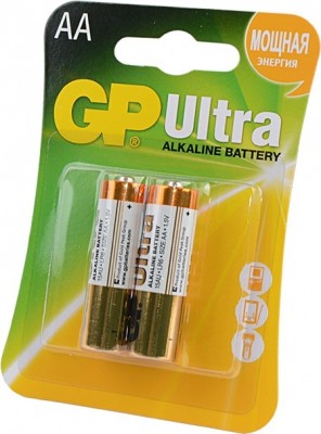Алкалиновые батарейки GP Ultra Alkaline 15А AA - 2 шт. на блистере GP 4891199027581