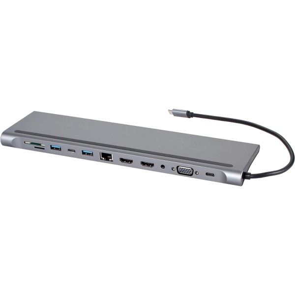 Адаптер TC--->2USB3.0+USB2.0+RJ45(100mbs)+2HDMI+VGA+PD+TypeC+TF+SD+audio, iOpen <ACU4700> VCOM ACU4700