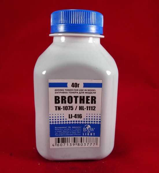 Тонер Brother TN 1075/1070/1060/1050/1040/1030/1020/1010/1000 HL-1112/1110/1111/1118 (фл. 40г) B&W Light фас.Россия