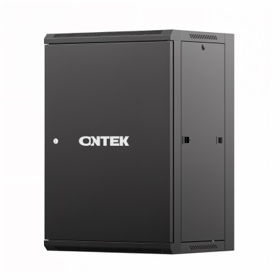 Шкаф настенный телекоммуникационный ONTEK TSN 18U 600х450х964мм, 2 профиля 19, дверь сплошная металл, боковые стенки съемные, разобранный, черный RAL 9005