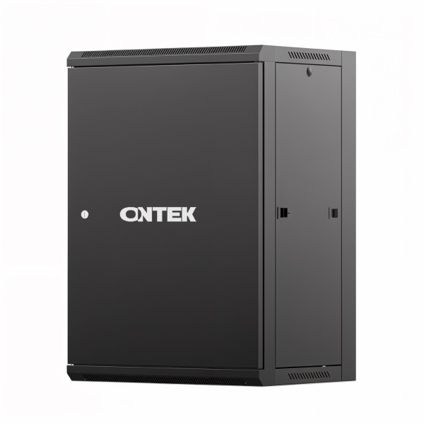 Шкаф настенный телекоммуникационный ONTEK TSN 18U 600х450х964мм, 2 профиля 19, дверь сплошная металл, боковые стенки съемные, разобранный, черный RAL 9005