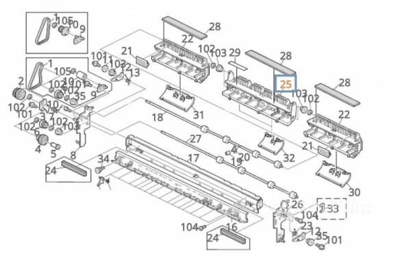 Направляющая центральная RICOH FW740/FW760/FW770/FW780/FW870 (A1634146/A163-4146)