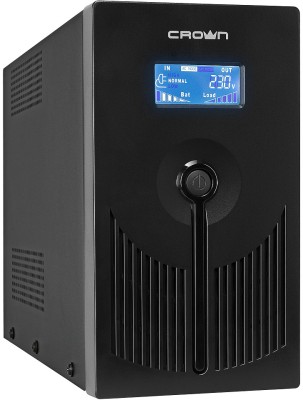 ИБП CROWN 1200VA/720W, корпус металл, 2x12V/9AH, выходные розетки 4*EURO+1*IEC С13 bybass, трансформатор AVR 140-290V, cъёмный кабель 1.8 м, порт RJ-11/45, порт USB, LCD-экран, защита батареи от полного разряда, от перегрузки, от КЗ, ПО Crown CMU-SP1200EU