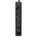 Cетевой фильтр AGNI плоский TP-FD5E-2m-black, 5 розеток Schuko, чёрный, кабель 2 метра, мощность нагрузки 4000 Вт, 16А, заземление, защита от короткого замыкания, сечение кабеля 3 х 1.5 кв.мм., размер 279x54x40 мм. AGNI TP-FD5E-2m-black