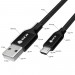 GCR QC Кабель 1.5m MicroUSB, быстрая зарядка, черный нейлон, AL корпус черный, черный ПВХ, 28/24 AWG, GCR-52476 Greenconnect USB 2.0 Type-AM - microUSB 2.0 (m) 1.5м