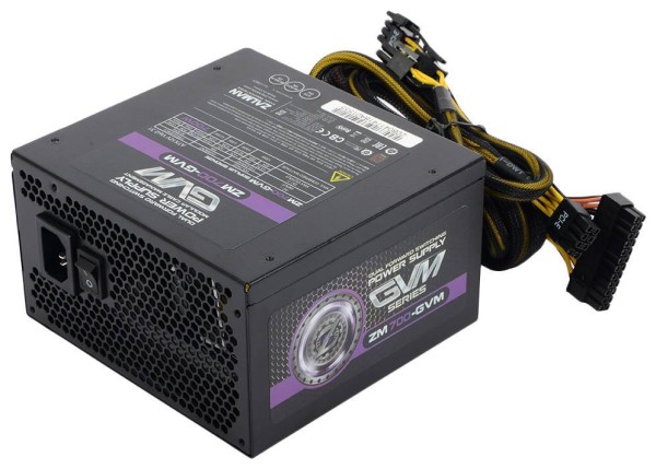 Блок питания Zalman ZM700-GVM <700W, (20+4+4+4) pin, 2x(6+2) pin, 6xSATA, 4xMolex, FDD, 12 см, кабель питания, 88%, Acti