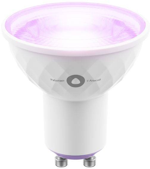 Умная светодиодная лампа YNDX-00019 Яндекс RGB Wi-Fi, GU10, 4.9 Вт, 400 лм, 2700-6500 K, 220-240 В/ 50-60 Гц