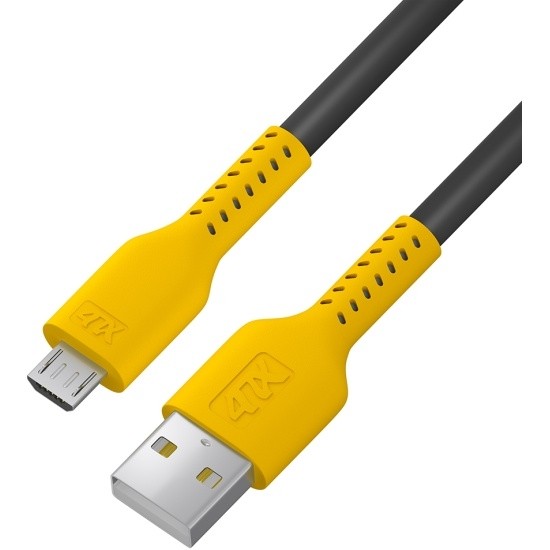 Кабель 1.0m MicroUSB, черный, желтый ПВХ 4PH 4PH-R90064