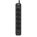 Сетевой фильтр AGNI плоский TP-FS5E-5m-black, 5 розеток Schuko, чёрный, кабель 5 метров, мощность нагрузки 4000 Вт, 16А, заземление, защита от короткого замыкания, сечение кабеля 3 х 1.5 кв.мм., размер 324x59x39 мм. AGNI TP-FS5E-5m-black