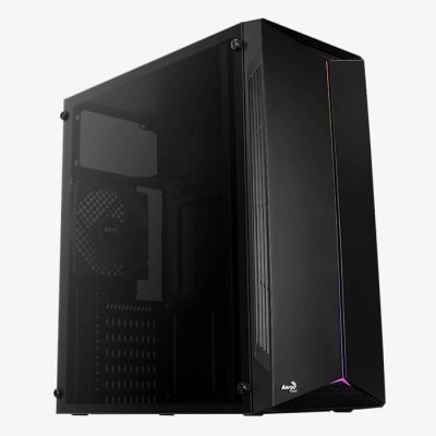 Корпус Aerocool Split-G (3xUSB, 2xAudio, 0.5 мм, 120 мм FAN <RGB>, RGB подсветка, прозрачная стенка-закаленное стекло, A