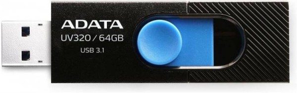 Флеш накопитель 64GB A-DATA UV320, USB 3.2, Черный/Голубой
