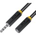 GCR Удлинитель для гарнитуры 2.0m jack 3,5mm/jack 3,5mm черный, желтая окантовка, 28AWG, M/F, GCR-54000 Greenconnect GCR-54000, 2 м