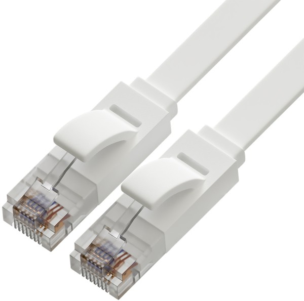 Greenconnect Патч-корд PROF плоский прямой 1.0m, UTP медь кат.6, белый, 30 AWG, ethernet high speed 10 Гбит/с, RJ45, T568B, GCR-51787 Greenconnect RJ45(m) - RJ45(m) Cat. 6 U/UTP PVC 1м белый