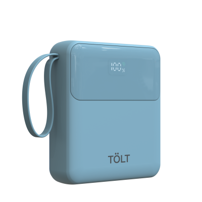 Портативный аккумулятор TOLT Lit LT-LI10S, 10000mAh, 22,5W, fast charging and PD, light blue TOLT LT-LI10S