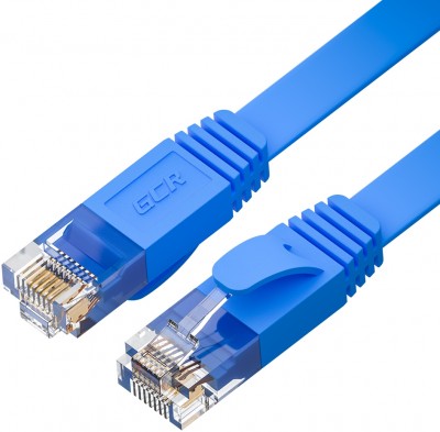 GCR Патч-корд PROF плоский прямой 20.0m, UTP медь кат.6, синий, 30 AWG, ethernet high speed 10 Гбит/с, RJ45, T568B, GCR-52864 Greenconnect RJ45(m) - RJ45(m) Cat. 7 U/UTP PVC 20м