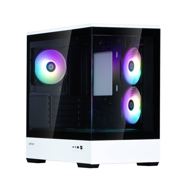 Корпус Zalman P30 BW Black&White Mini-Tower (mATX/Mini-ITX, без БП, Steel, Plastic, Tempered Glass, 3x120mm (ARGB Fan) 