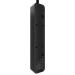 Cетевой фильтр AGNI плоский TP-FD5E-5m-black, 5 розеток Schuko, чёрный, кабель 5 метров, мощность нагрузки 4000 Вт, 16А, заземление, защита от короткого замыкания, сечение кабеля 3 х 1.5 кв.мм., размер 279x54x40 мм. AGNI TP-FD5E-5m-black